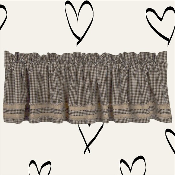 ⭐Free Ship~Love Offers! 4 Valances New Primitive Home Newbury Black Khaki 72x15 - Picture 1 of 5
